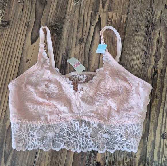 Victoria's Secret Pink Lace Bralette Unlined Size Large - Picture 1 of 4